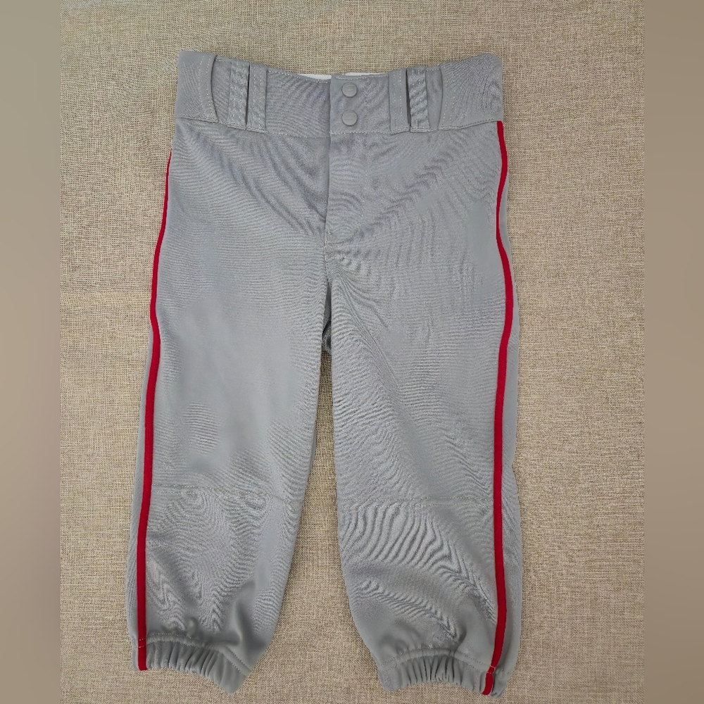Champro Gray Baseball Pants with Red Stripe Red Piped Knicker Baseball Pant Gray